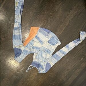 Patchwork Denim Long Sleeve Top